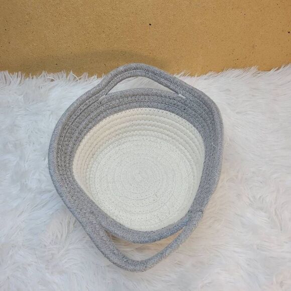 Grey and White Decorative Knit Basket - Picture 3 of 7